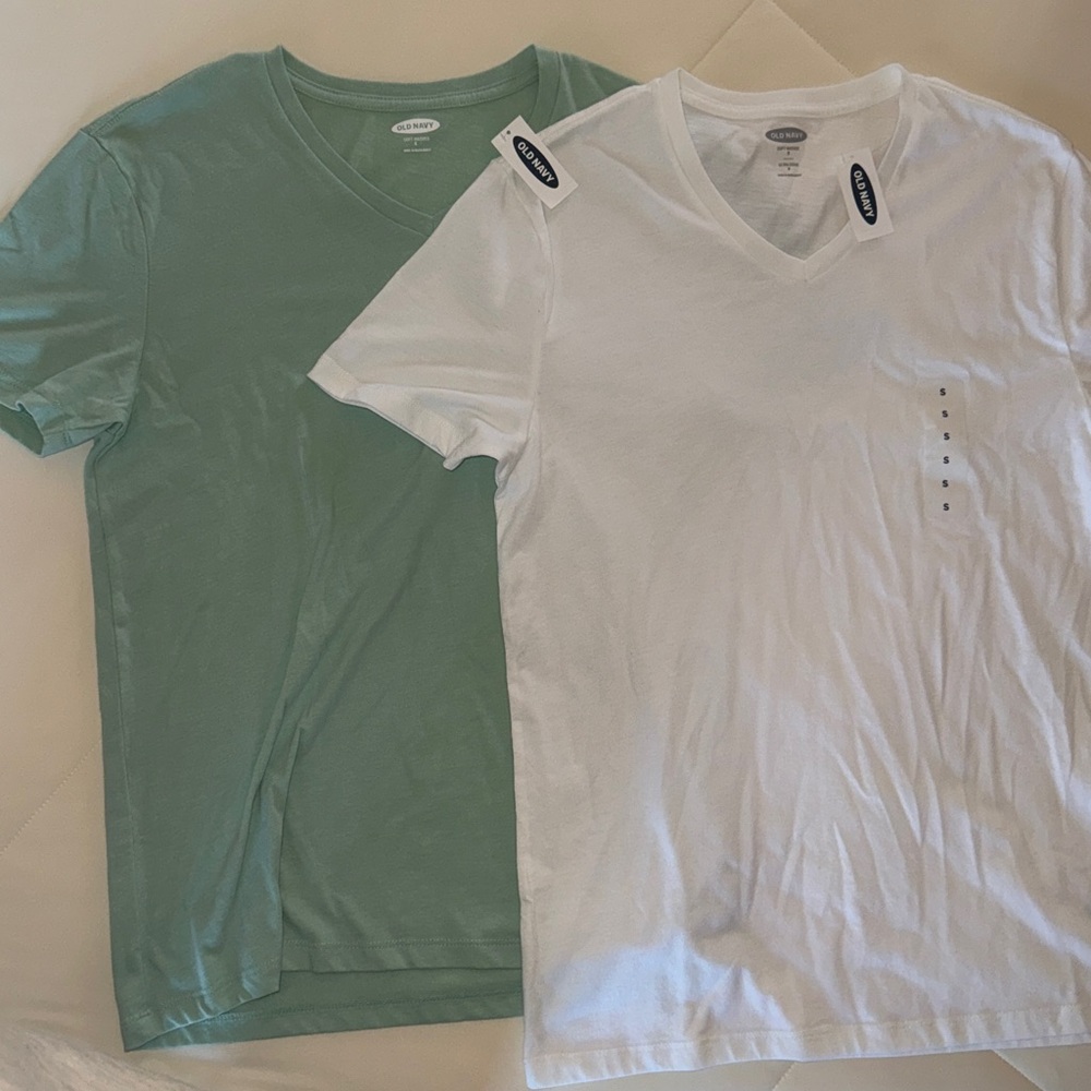 Old Navy V-Neck Tees in Mint and White